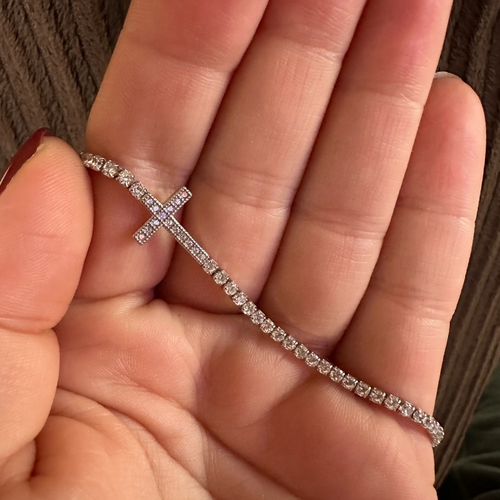 Cote D’ Argent Pave Crystal Cross, New With Tags